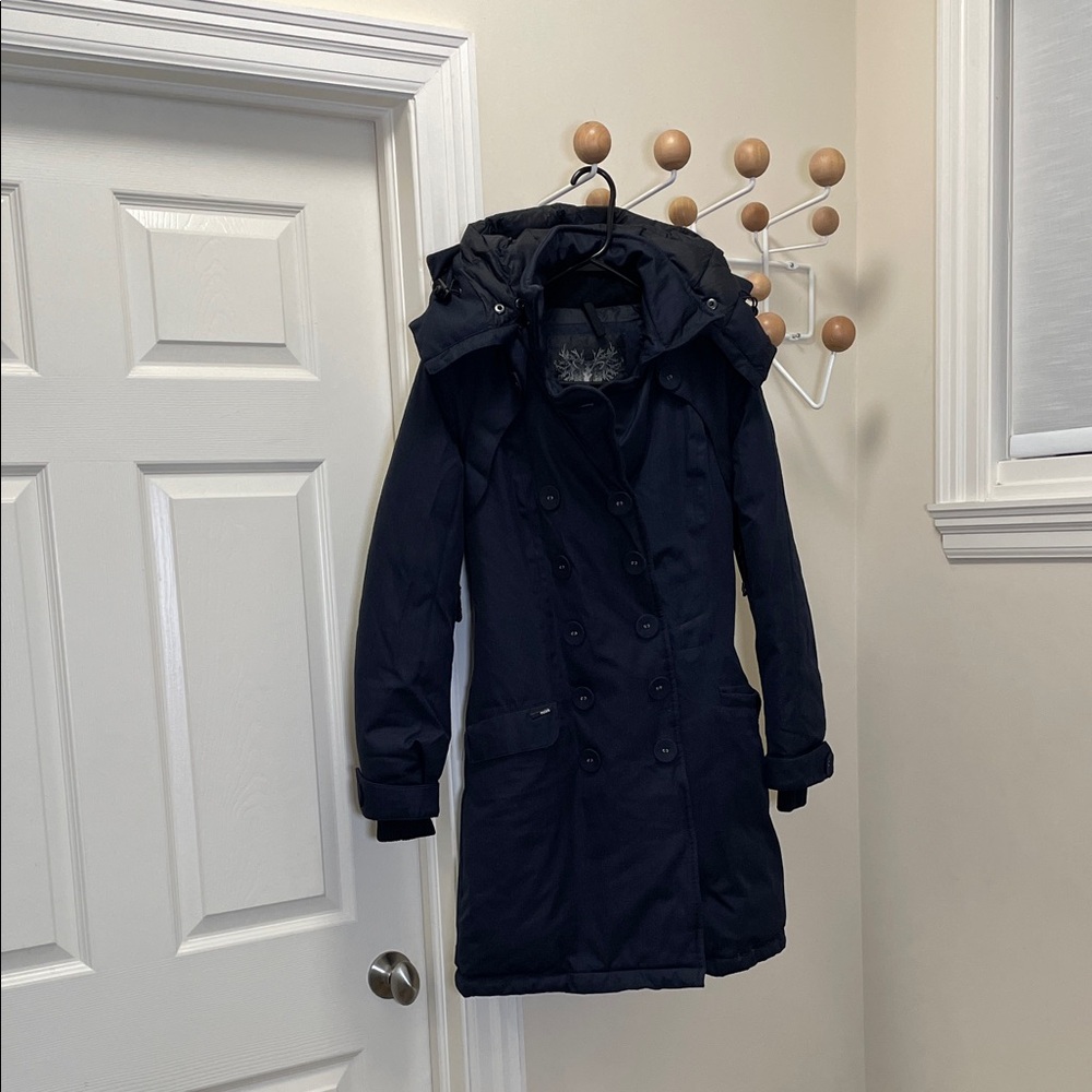 Nobis - Tula Down Pea Coat Winter Jacket - Navy - XXS